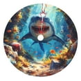 thumbnail image 1 of Lsque Colorful Underwater Shark Print Christmas Tree Skirt, Tree Skirt with Ties or Velcro, Perfect for Holiday Decorations, Halloween, and New Year-48", 1 of 7