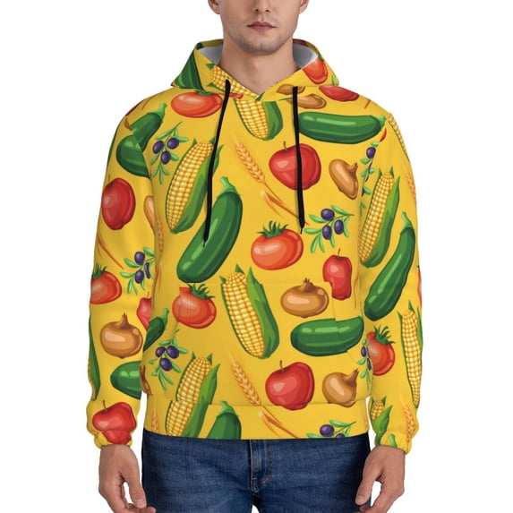 Lsque Colorful Vegetables Pattern Casual Men's Hoodie,Hooded Sweatshirt with Kangaroo Pocket,Pullover Hoodie-XX-Large