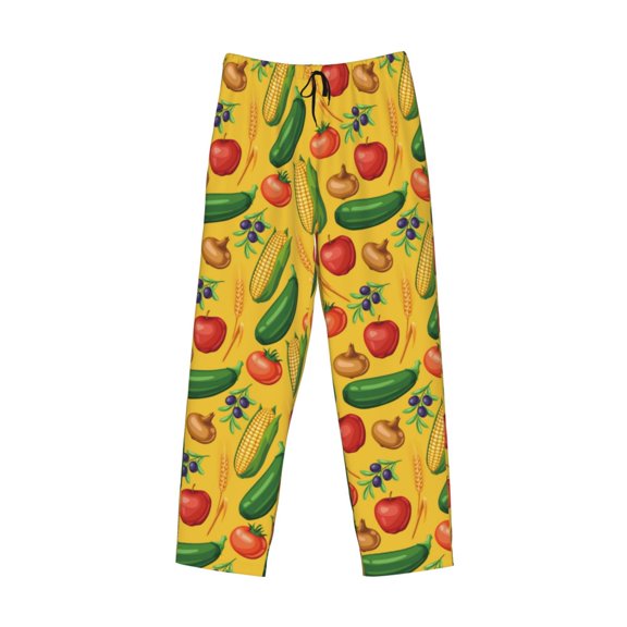 Lsque Colorful Vegetables Print Men's Pajama Pants, Lounge Pant - Comfortable Home Wear,Elastic Waistband, Stylish Design-Medium