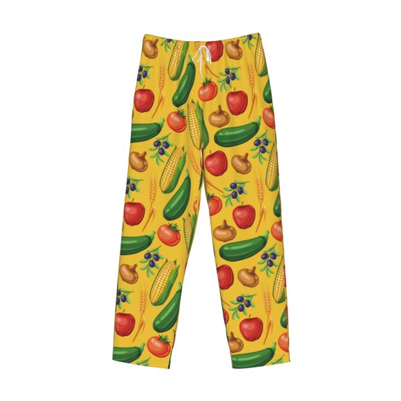 Lsque Colorful Vegetables Print Men's Pajama Pants, Lounge Pant - Comfortable Home Wear,Elastic Waistband, Stylish Design-Small