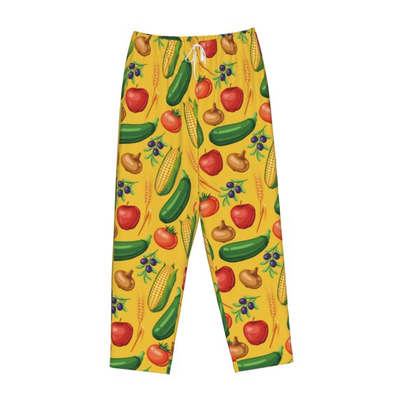 Lsque Colorful Vegetables Print Women's Pajama Pants, Lounge Pant - Comfortable Home Wear,Elastic Waistband, Stylish Design-Small