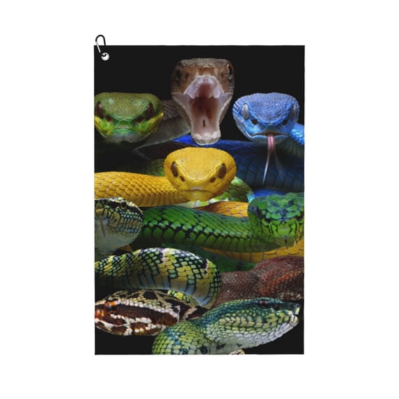Lsque Colorful Viper Snake Premium Golf Towel - Ultra Absorbent and Quick Drying Microfiber Towel with Carabiner - Gift for Men -24" X 16"