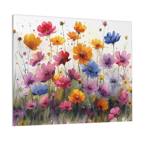 Lsque Colorful Wildflower Meadow Print Wall Art – Decorative Picture for Living Room, Bedroom, and Office (Horizontal)