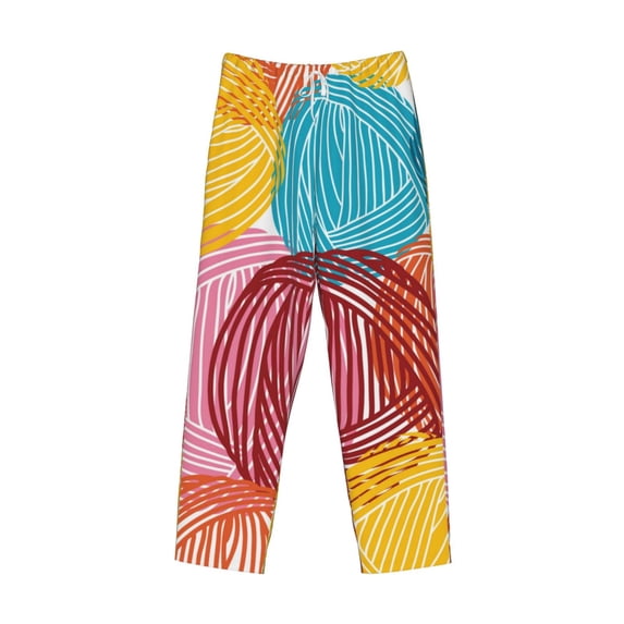 Lsque Colorful Wool Balls Print Men's Pajama Pants, Lounge Pant - Comfortable Home Wear,Elastic Waistband, Stylish Design-Large