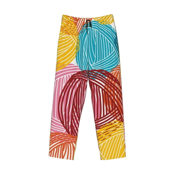 Lsque Colorful Wool Balls Print Men's Pajama Pants, Lounge Pant - Comfortable Home Wear,Elastic Waistband, Stylish Design-Medium