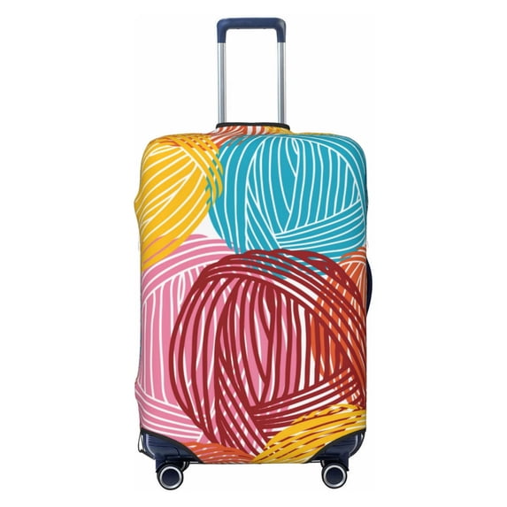 Lsque Colorful Wool Balls Printed Luggage Cover, Travel Luggage Protector,Scratch and Dirt Resistant, Fits 18-32 Inch Luggage - Small