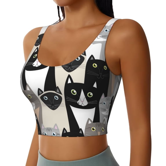 Lsque Colors Cats Printed Women'S Sports Bra, Compression, Moisture Wicking, High-Impact Sports Bra For Women,Supportive sports bra-Medium