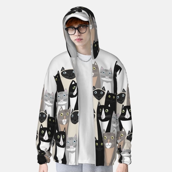 Lsque Colors Cats UPF 50+ Lightweight Sun Protection Men's Women's Long Sleeve Shirt, Hoodie Performance -Small