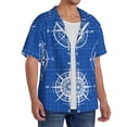 thumbnail image 1 of Lsque Compass print Men's Cuban Collar Short Sleeve Shirt Summer Beachwear Casual Button Down Fashionable Vacation Leisure Shirt-3X-Large, 1 of 7