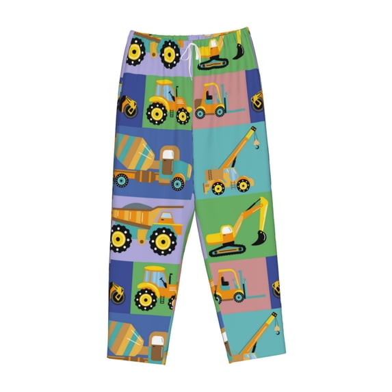Lsque Construction Machinery Print Women's Pajama Pants, Lounge Pant - Comfortable Home Wear,Elastic Waistband, Stylish Design-Medium