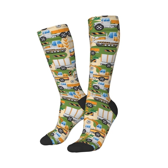Lsque Construction Machinery1 Printed Crew Socks Men's Women's LightWeight Thin Casual Calf Socks ,Knee High Socks,Cotton Socks