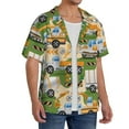 thumbnail image 1 of Lsque Construction Machinery1 print Men's Cuban Collar Short Sleeve Shirt Summer Beachwear Casual Button Down Fashionable Vacation Leisure Shirt-Small, 1 of 7