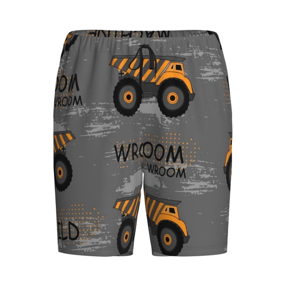 Lsque Construction Machines Mens Sleep Pajama Shorts,Short Pajama Pants, Cotton Ultra-Soft Knit-XX-Large