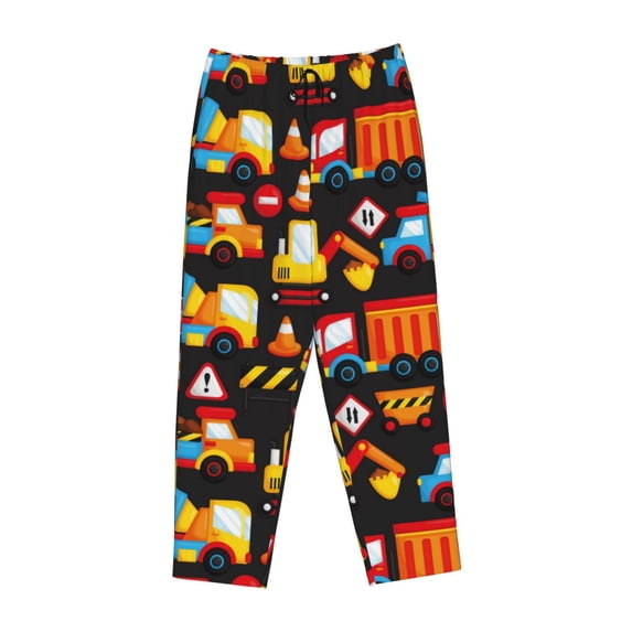 Lsque Construction Truck Print Women's Pajama Pants, Lounge Pant - Comfortable Home Wear,Elastic Waistband, Stylish Design-XX-Large