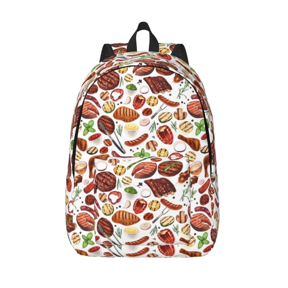 Lsque Cooking Bbq Pattern Canvas Daypack, Durable Backpack, High-quality Versatile Backpack,Vintage Compact Backpack-Medium