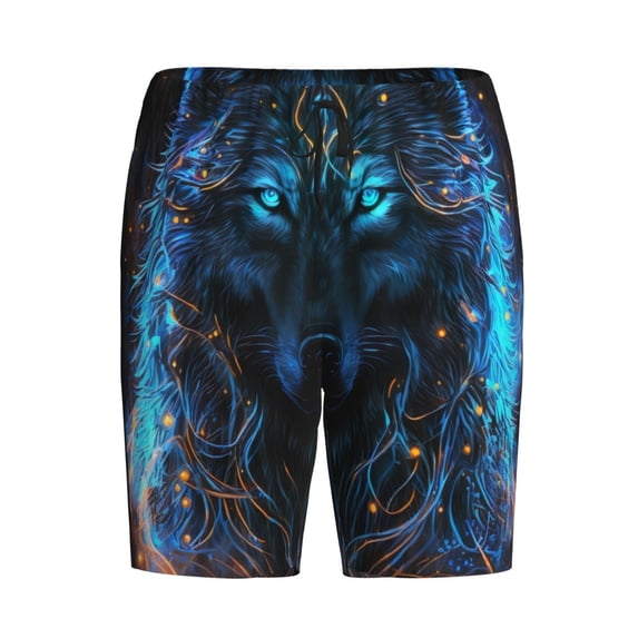 Lsque Cool Blue Light Wolf Mens Sleep Pajama Shorts,Short Pajama Pants, Cotton Ultra-Soft Knit-X-Large