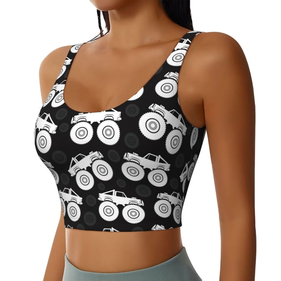 Lsque Cool Car Printed Women'S Sports Bra, Compression, Moisture Wicking, High-Impact Sports Bra For Women,Supportive sports bra-Large