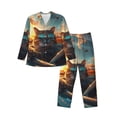 thumbnail image 1 of Lsque Cool Cat Driving Sunset Pattern Long Sleeve Pajama Set for Men - Soft 2-Piece Sleepwear and Loungewear Set with Pockets, Comfy Nightwear-Large, 1 of 7