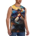 thumbnail image 1 of Lsque Cool Cat With Sunglasses Print Men's Cotton Blend Sleeveless Muscle Shirts (S-3XL)- Moisture Wicking, Odor Protection, UPF 30+,XX-Large, 1 of 8