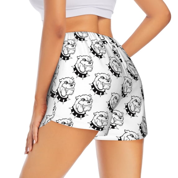 Lsque Cool Dog Printed Women's Running Shorts with Liner Pockets,Elastic Quick Dry Workout Athletic Gym Yoga Shorts,Womens High Waist Shorts-Medium