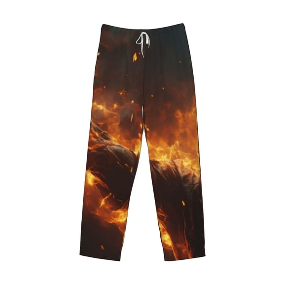 Lsque Cool Fire Man Print Men's Pajama Pants, Lounge Pant - Comfortable Home Wear,Elastic Waistband, Stylish Design-Large