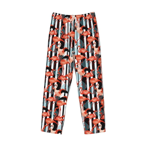 Lsque Cool Flamingo Print Men's Pajama Pants, Lounge Pant - Comfortable Home Wear,Elastic Waistband, Stylish Design-Small