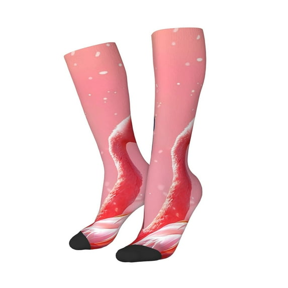 Lsque Cool Flamingos Sunglasses Scene Printed Crew Socks Men's Women's LightWeight Thin Casual Calf Socks ,Knee High Socks,Cotton Socks