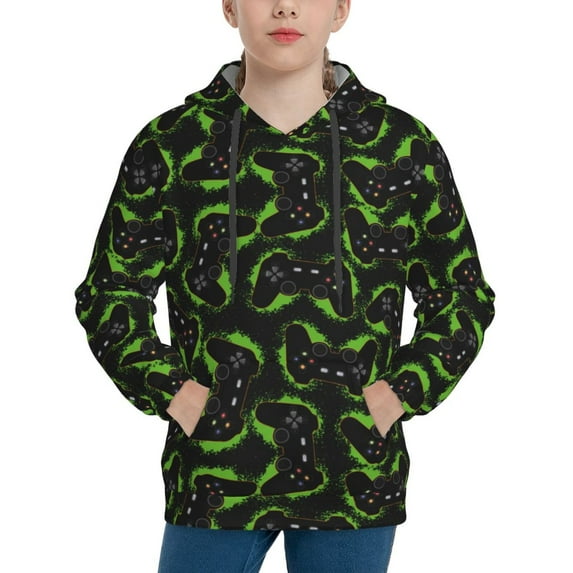 Lsque Cool Gamepad Patten Youth Hoodie Sweatshirt Pullover with Kangaroo Pocket Boys and Girls Hoodie Warm Hoodie for Kids-Large