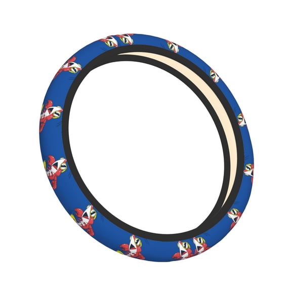 Lsque Cool Lobster Surfing Ultra Soft Car Steering Wheel Cover for Women, Standard 15 inch Size for Truck Van SUV Auto