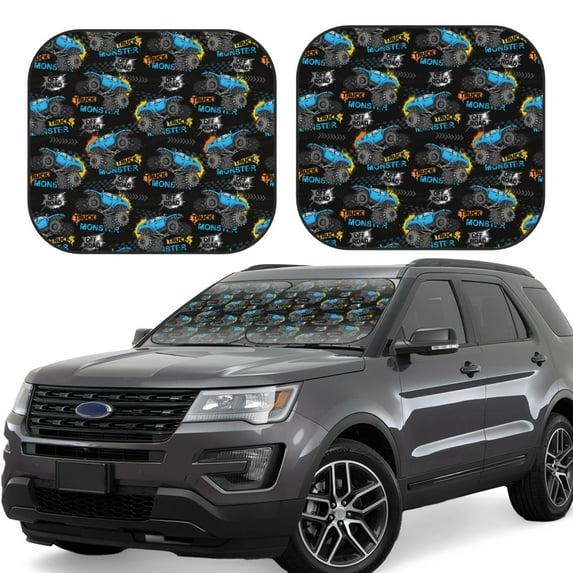 Lsque Cool Off-Road Vehicle 2 PCS Windshield Sun Shade | CarFoldable Window Covers | Car Accessories Reflect UV for Universal Cars SUV Truck | Large