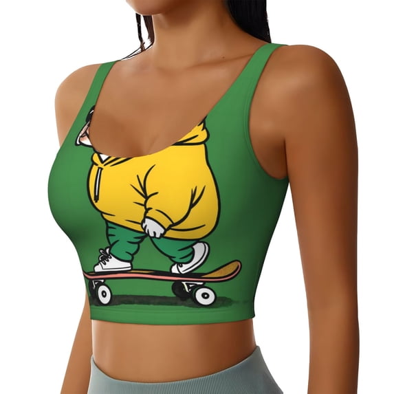 Lsque Cool Skateboarding Bulldog Printed Women'S Sports Bra, Compression, Moisture Wicking, High-Impact Sports Bra For Women,Supportive sports bra-XX-Large