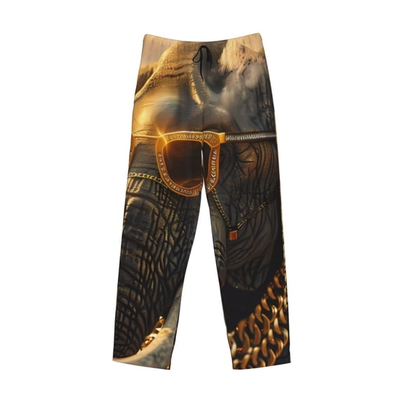 Lsque Cool Sunglasses Elephant Art Print Men's Pajama Pants, Lounge Pant - Comfortable Home Wear,Elastic Waistband, Stylish Design-Medium