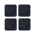 thumbnail image 1 of Lsque Copper-Gold Gloss Outline Flower Pattern 4" Drink Coasters Set of 4, PVC Leather Absorbent Coasters, Table Coaster Set Decorative Coffee Cup Coasters Housewarming Gift -Square, 1 of 1