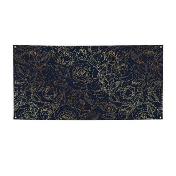 Lsque Copper-Gold Gloss Outline Rose Pattern Party Banner, Festive Banner , Holiday Celebrations and Events for Carnival Birthday Party Festival Decorations-Small