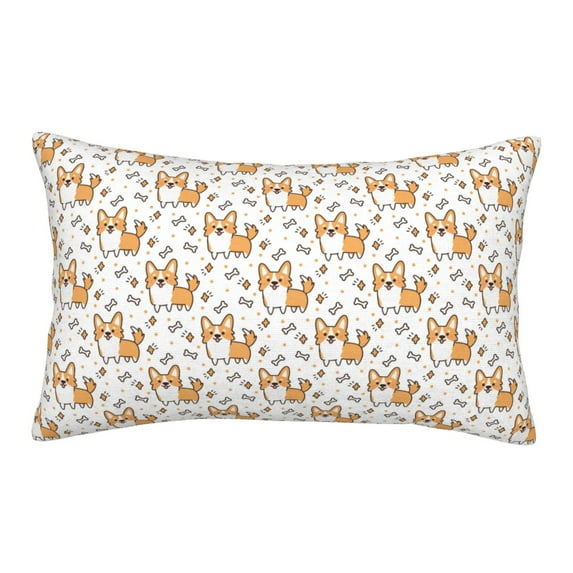 Lsque Corgi with Hearts Pattern Pillow Case – Soft & Cozy Throw Pillow Cover, Hypoallergenic Cushion Case for Sleeping Women with Envelope Closure-20"x30"