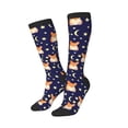 thumbnail image 1 of Lsque Corgi Lying With Moons And Stars Printed Crew Socks Men's Women's LightWeight Thin Casual Calf Socks ,Knee High Socks,Cotton Socks, 1 of 9