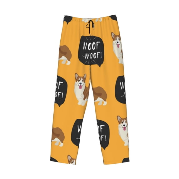 Lsque Corgi Print Men's Pajama Pants, Lounge Pant - Comfortable Home Wear,Elastic Waistband, Stylish Design-XX-Large