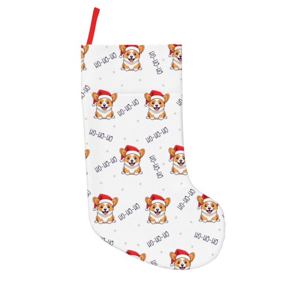 Lsque Corgi With Santa Claus Hat Pattern 18 Inch Christmas Stockings, Festive Holiday Stocking for Christmas Decorations Holiday Decor