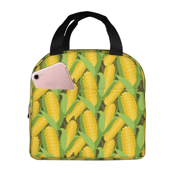 Lsque Corn 1 Pattern Lunch Bag Women/Men Insulated Lunch Box,Small Leakproof Cooler Food Lunch Containers Reusable High Capacity Lunch Tote Bags