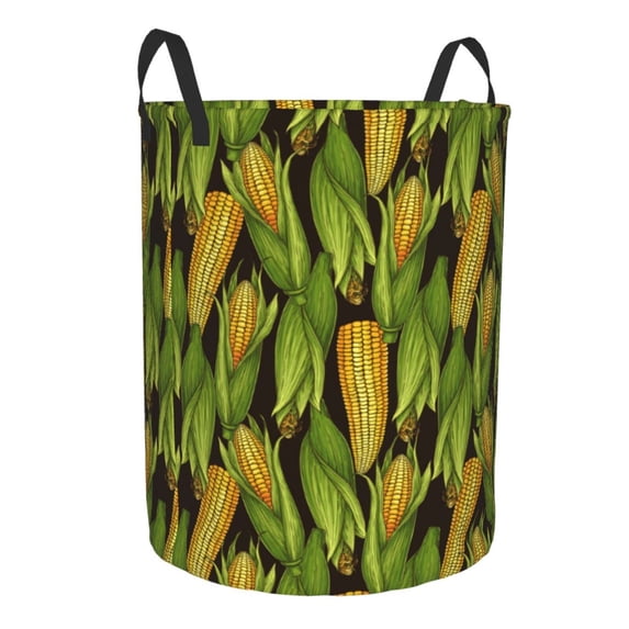 Lsque Corn 2 pattern Laundry Hamper Basket, Tall Woven Rope Hamper Basket for Clothes, Lightweight Storage Basket, Collapsible Waterproof-Medium