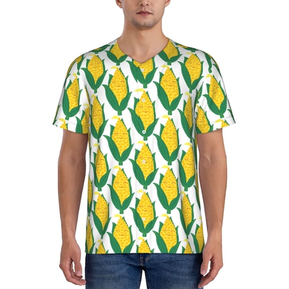 Lsque Corn Cob Pattern Mens Polo Golf Shirts Funny Graphics Shorts Sleeve Button Shirts Baseball T-shirt-Large