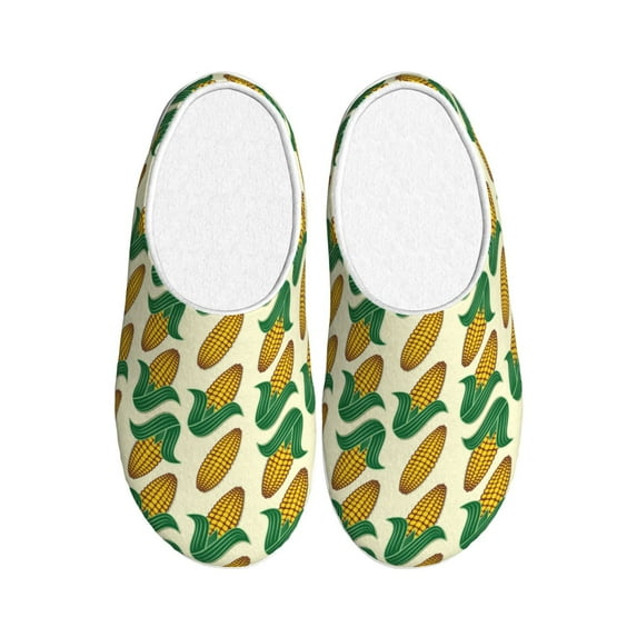 Lsque Corn Pattern Womens Comfort Cotton on Scuff With Memory Foam and Anti-skid Sole Slipper-35/36