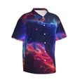thumbnail image 1 of Lsque Cosmic Cat Psychedelic Journey pattern Hawaiian Shirt for Men, Unisex Summer Beach Casual Short Sleeve Button Down Shirts-Small, 1 of 9