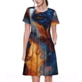 thumbnail image 1 of Lsque Cosmic Dog Starry Night Print Women's Casual Dress T-Shirt Summer Short Sleeve Scoop Neck Swing Dresses, 1 of 6