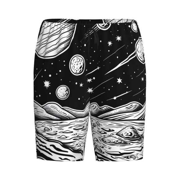 Lsque Cosmic Landscape Celestial Art Mens Sleep Pajama Shorts,Short Pajama Pants, Cotton Ultra-Soft Knit-Small
