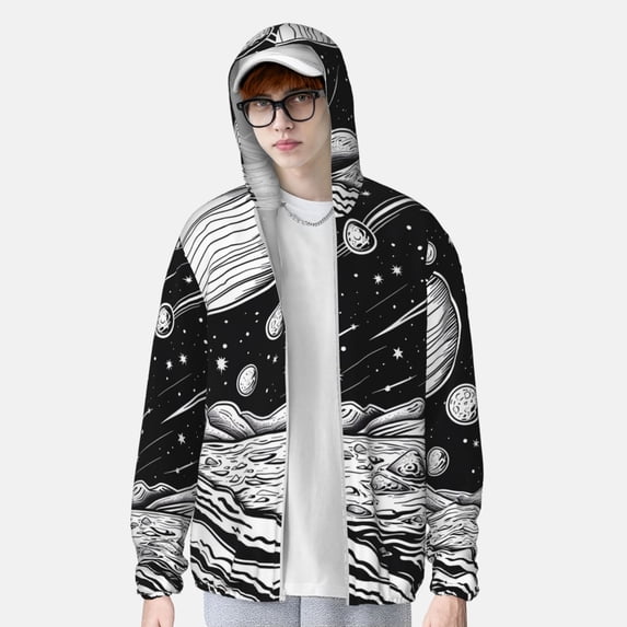 Lsque Cosmic Landscape Celestial Art UPF 50+ Lightweight Sun Protection Men's Women's Long Sleeve Shirt, Hoodie Performance -Large