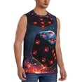 thumbnail image 1 of Lsque Cosmic Red Sparkle Dice Print Men's Cotton Blend Sleeveless Muscle Shirts (S-3XL)- Moisture Wicking, Odor Protection, UPF 30+,Medium, 1 of 8