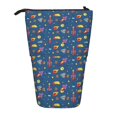 thumbnail image 1 of Lsque Cosmos Rockets Pattern Telescopic Pencil Bag Pen Holder Stationery Case, Stand-up Retractable Transformer Bag Organizer, 1 of 6