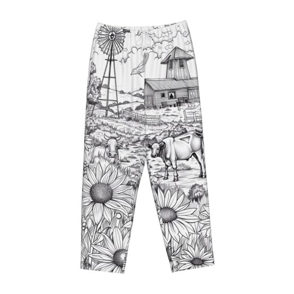 Lsque Country Farm Scene Print Women's Pajama Pants, Lounge Pant - Comfortable Home Wear,Elastic Waistband, Stylish Design-X-Large
