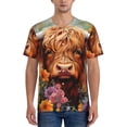 thumbnail image 1 of Lsque Countryside Colorful Floral Cow Pattern Mens Polo Golf Shirts Funny Graphics Shorts Sleeve Button Shirts Baseball T-shirt-3X-Large, 1 of 7